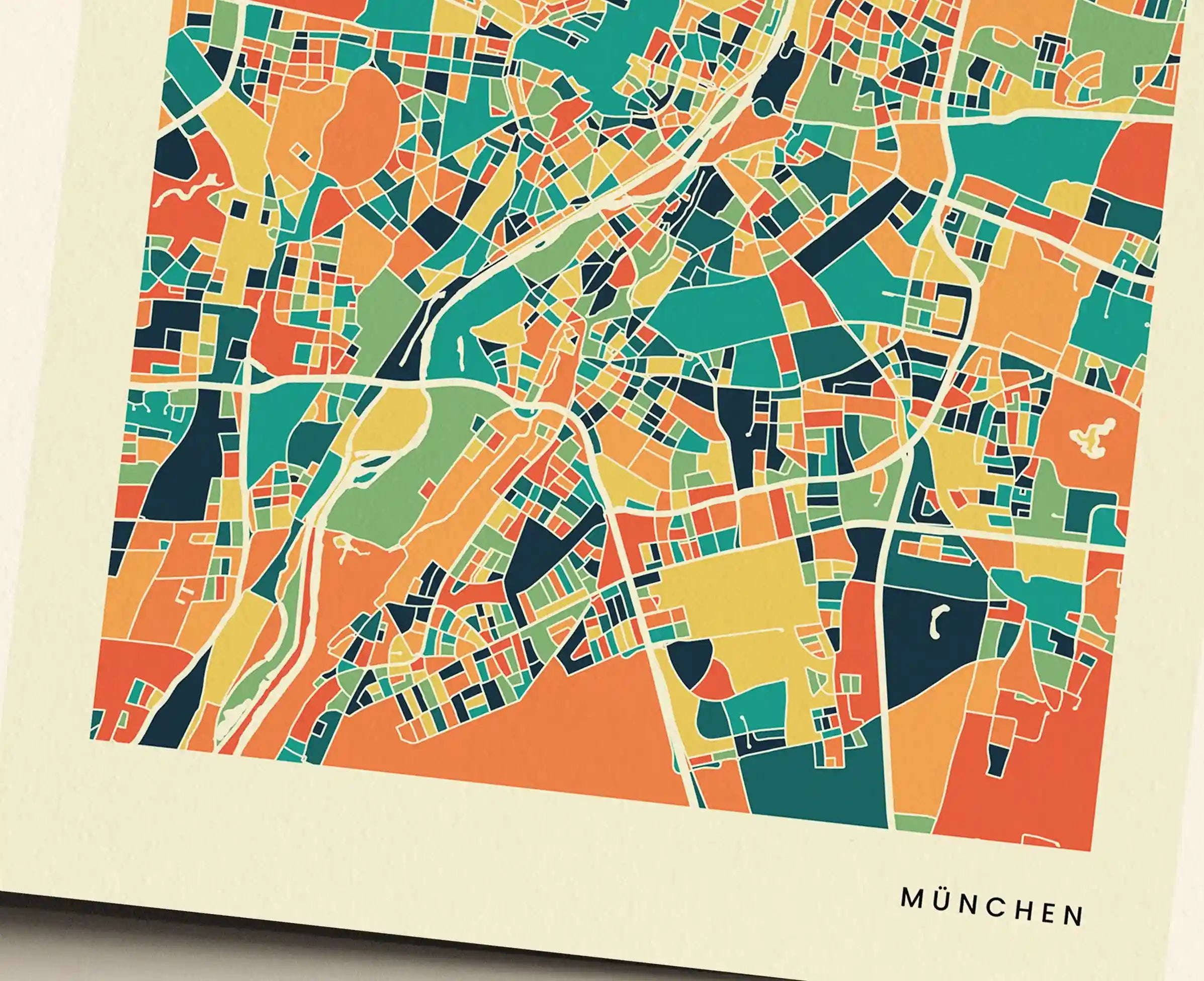 München Stadtkarte Poster – Polychroma Modern Art Print
