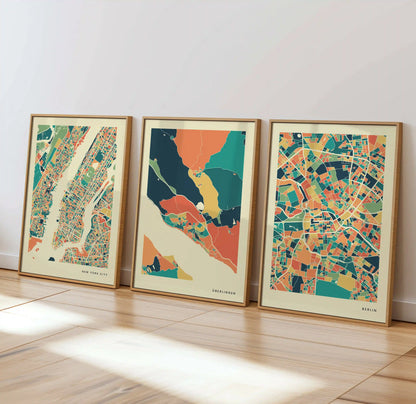 Überlingen Stadtkarte Poster – Polychroma Modern Art Print