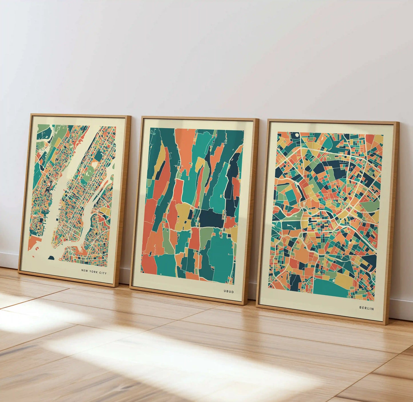 Ubud Stadtkarte Poster – Polychroma Modern Art Print