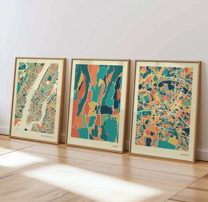 Ubud Stadtkarte Poster – Polychroma Modern Art Print