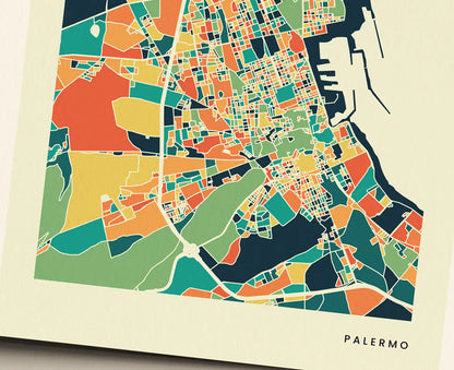 Palermo Stadtkarte Poster – Polychroma Modern Art Print