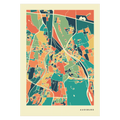 Augsburg Stadtkarte Poster – Polychroma Modern Art Print