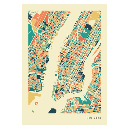 New York Stadtkarte Poster – Polychroma Modern Art Print