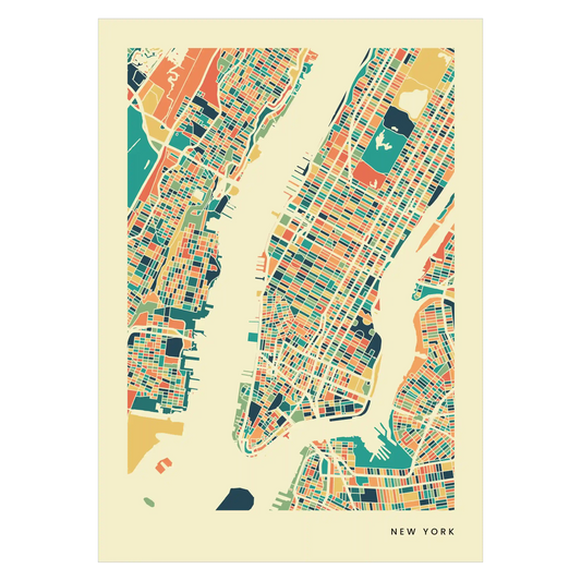 New York Stadtkarte Poster – Polychroma Modern Art Print
