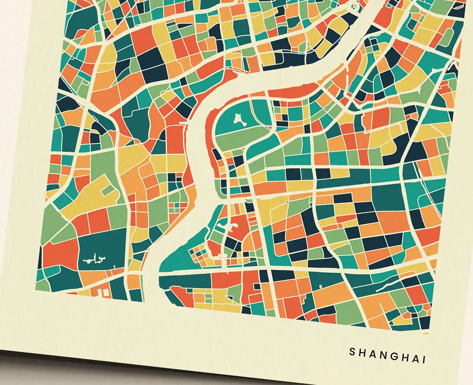 Shanghai Stadtkarte Poster – Polychroma Modern Art Print