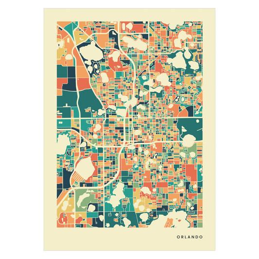Orlando Stadtkarte Poster – Polychroma Modern Art Print
