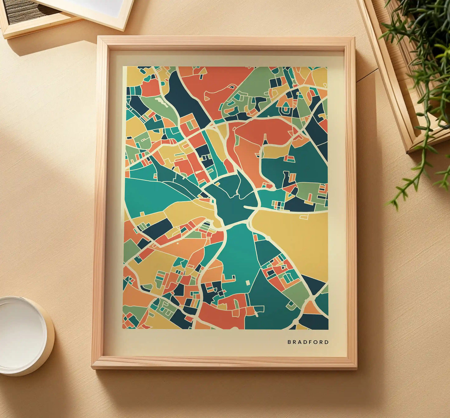 Bradford Stadtkarte Poster – Polychroma Modern Art Print