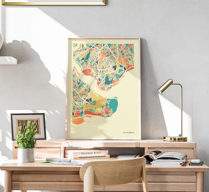 Istanbul Stadtkarte Poster – Polychroma Modern Art Print