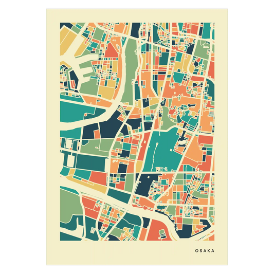Osaka Stadtkarte Poster – Polychroma Modern Art Print