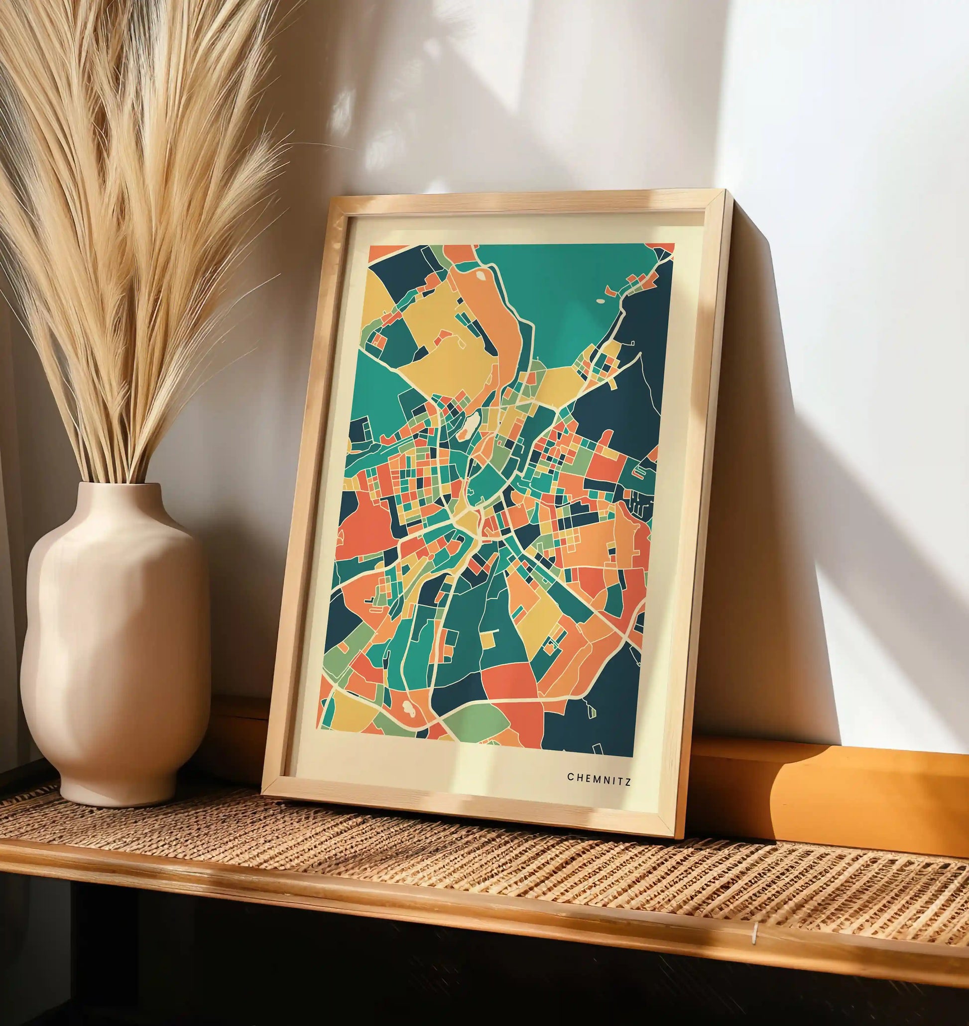 Chemnitz Stadtkarte Poster – Polychroma Modern Art Print