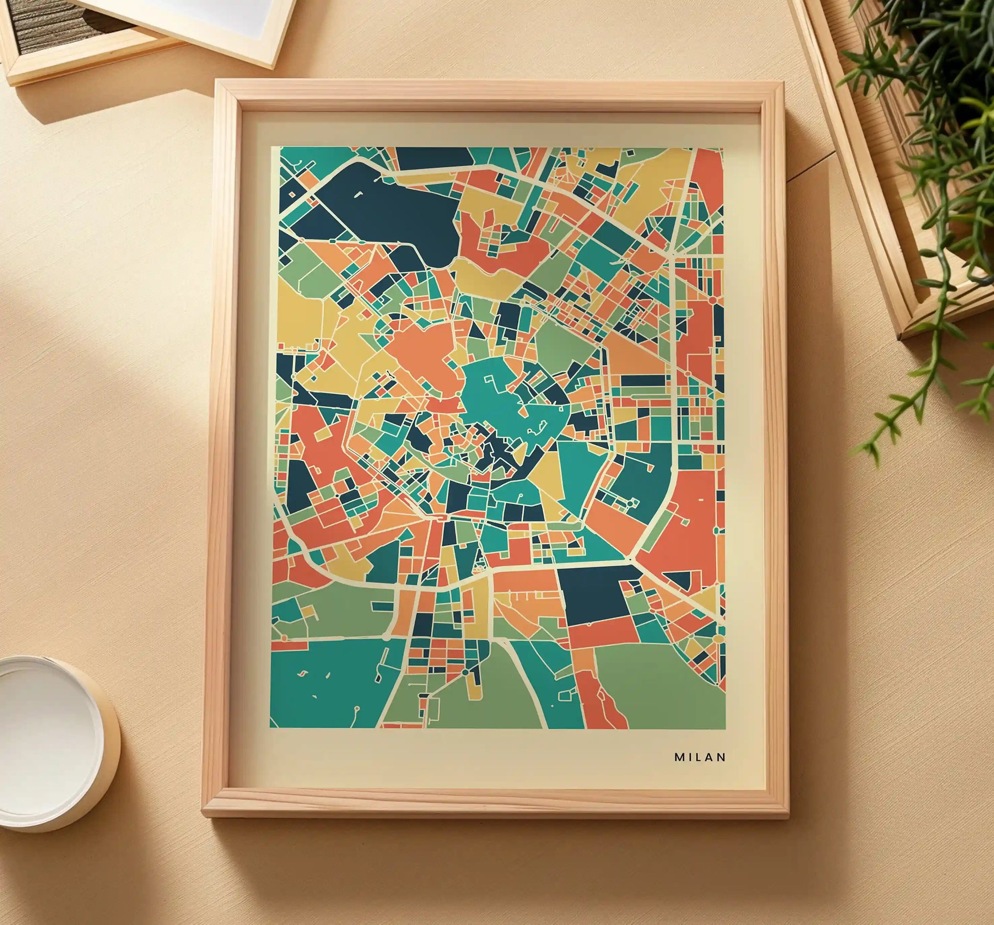 Milan Stadtkarte Poster – Polychroma Modern Art Print