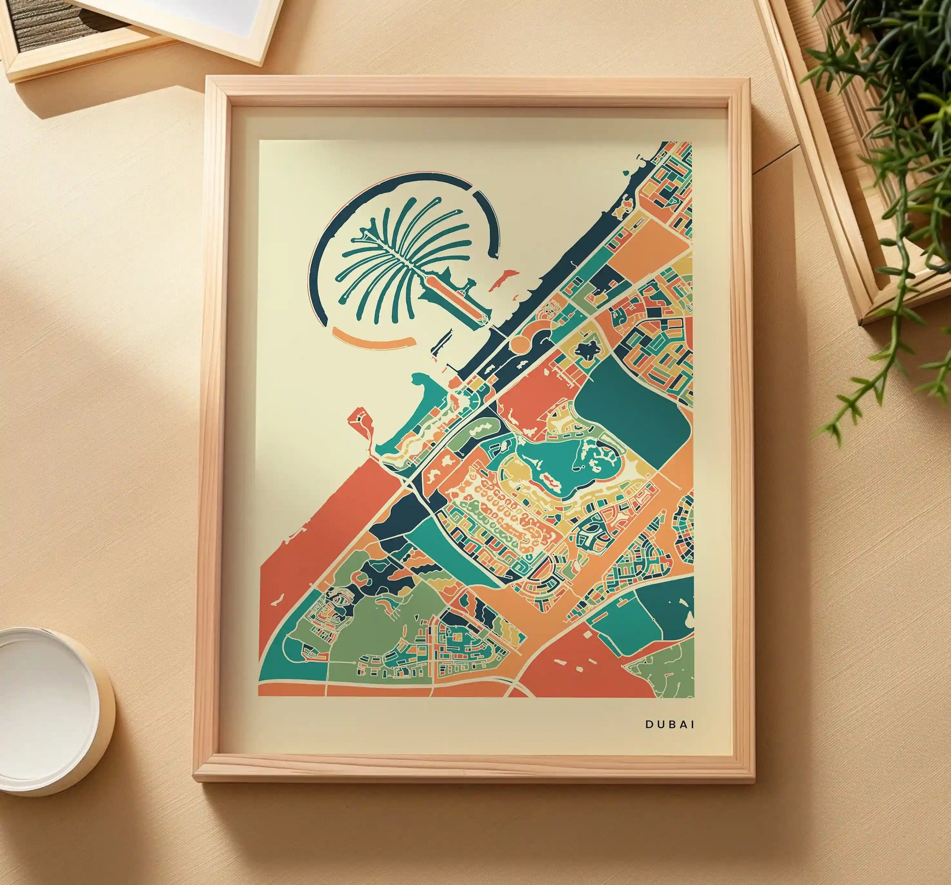 Dubai Stadtkarte Poster – Polychroma Modern Art Print