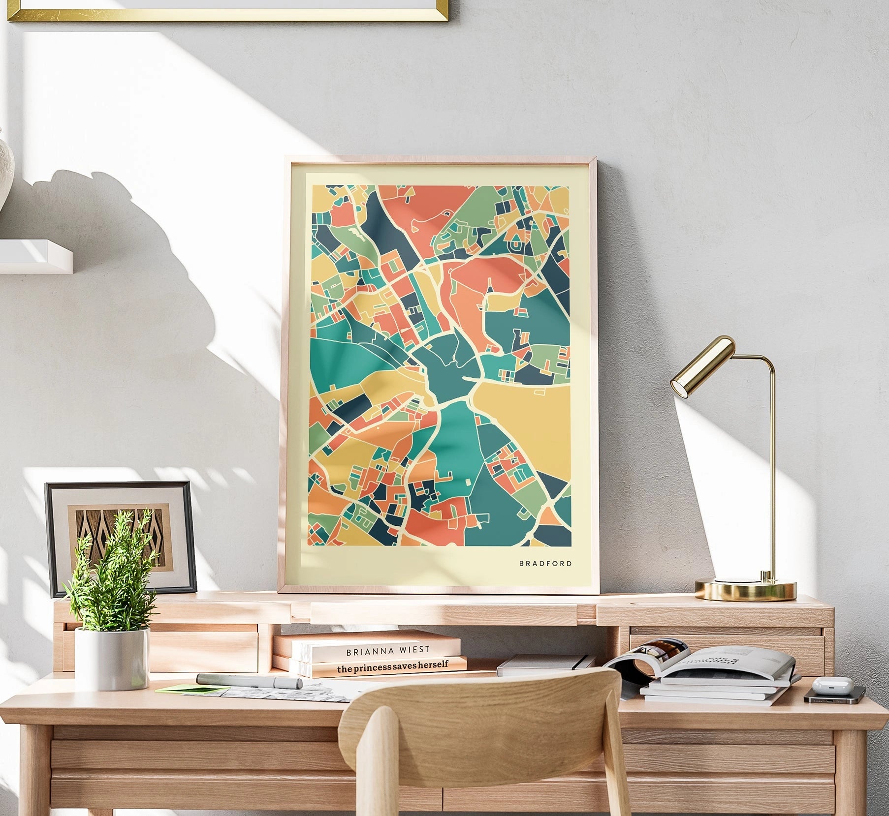 Bradford Stadtkarte Poster – Polychroma Modern Art Print