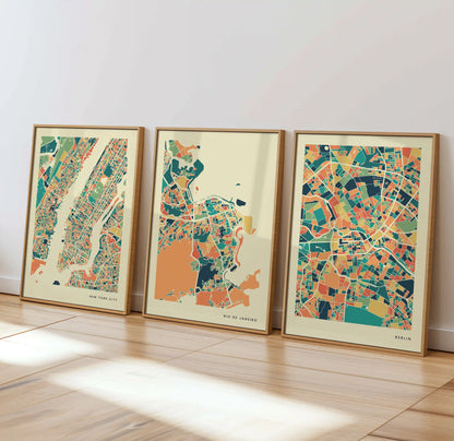 Rio De Janeiro Stadtkarte Poster – Polychroma Modern Art Print