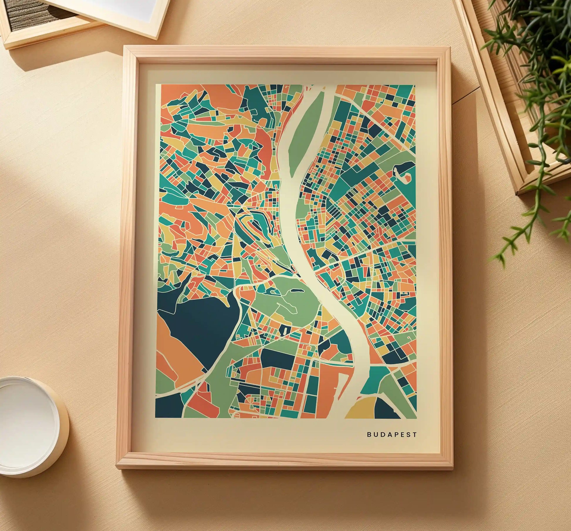 Budapest Stadtkarte Poster – Polychroma Modern Art Print