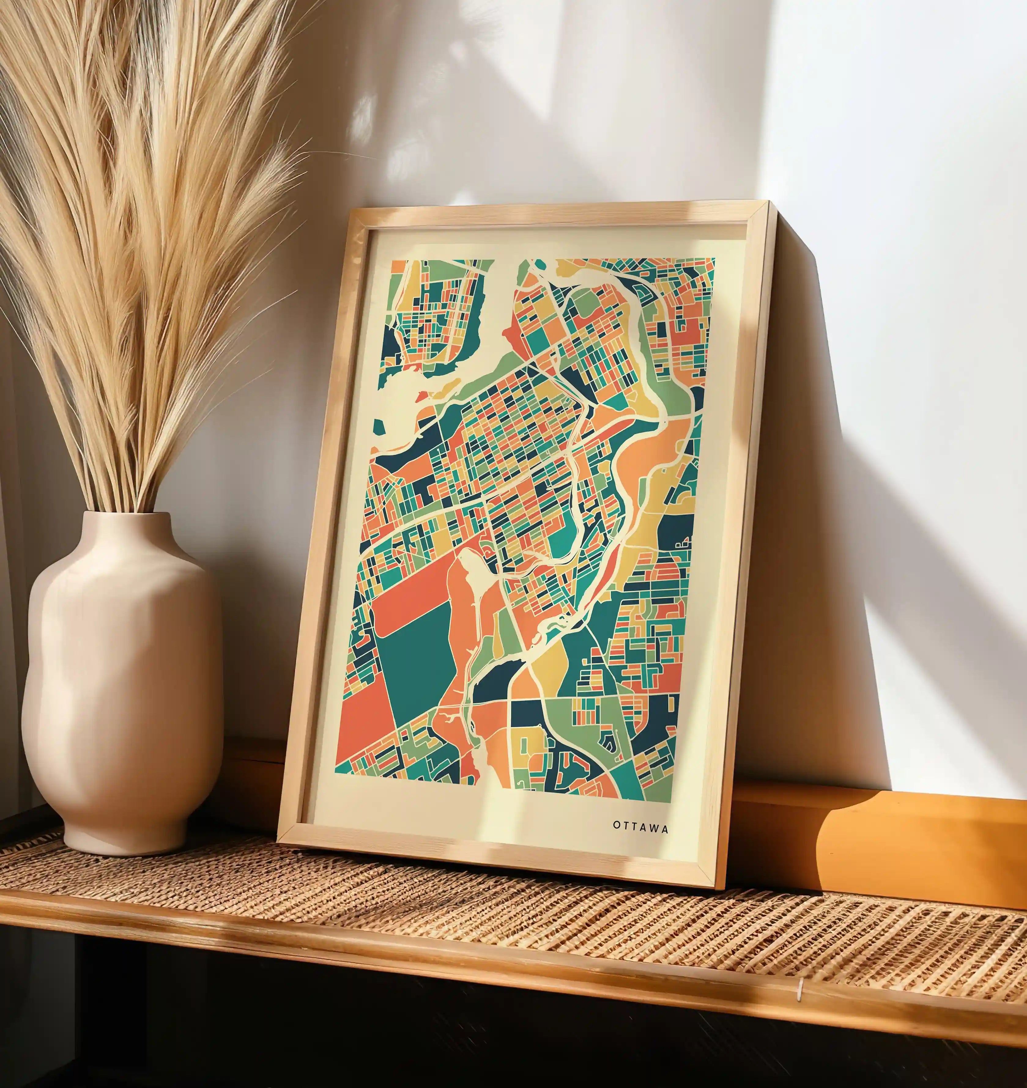 Ottawa Stadtkarte Poster – Polychroma Modern Art Print