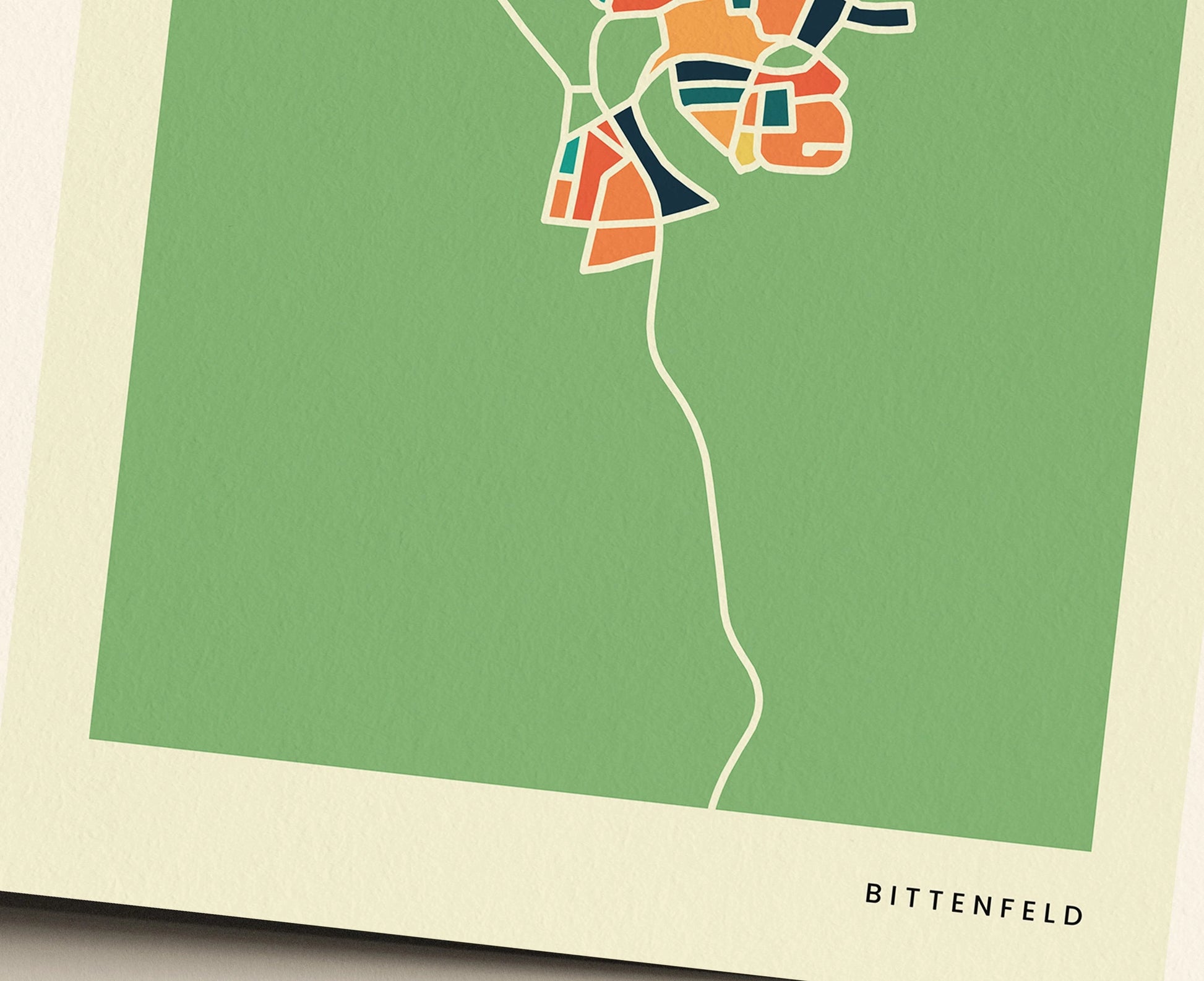 Bittenfeld Stadtkarte Poster – Polychroma Modern Art Print