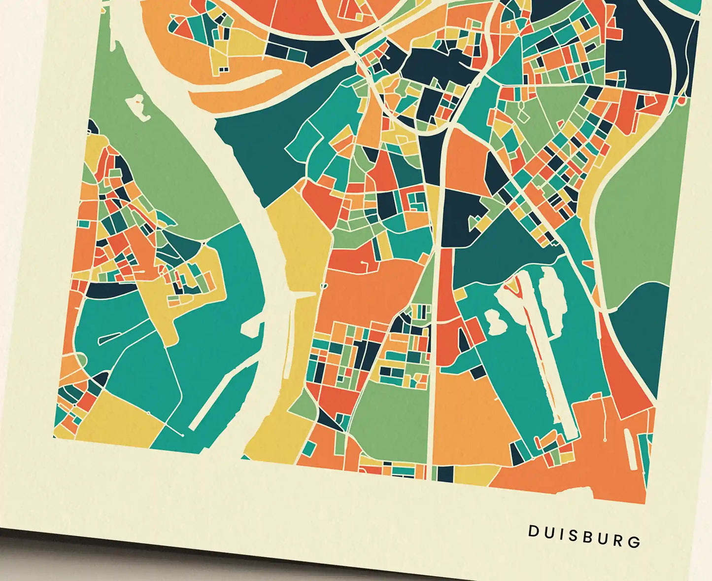 Duisburg Stadtkarte Poster – Polychroma Modern Art Print