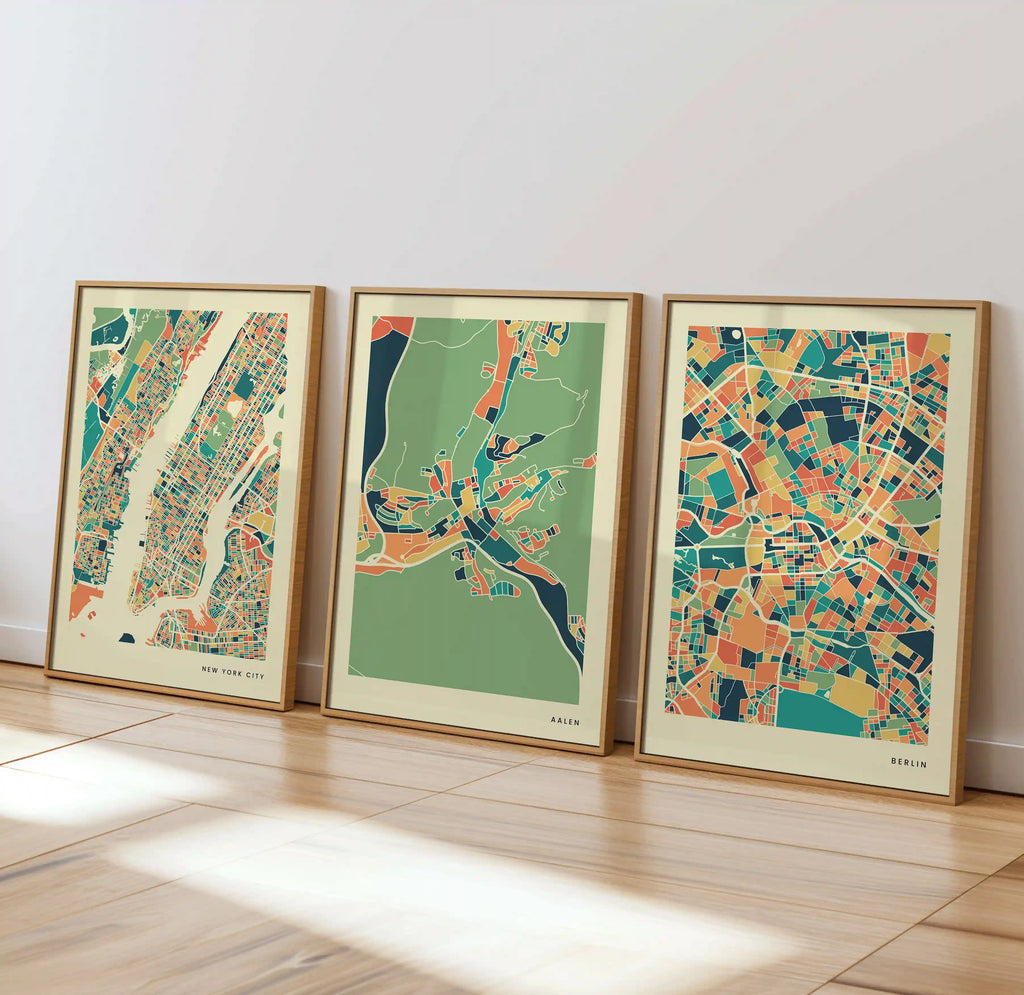 Aalen Stadtkarte Poster – Polychroma Modern Art Print