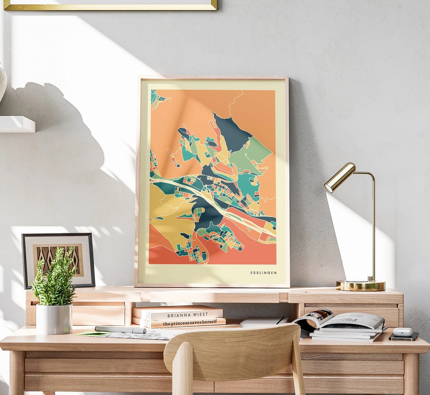 Esslingen Stadtkarte Poster – Polychroma Modern Art Print