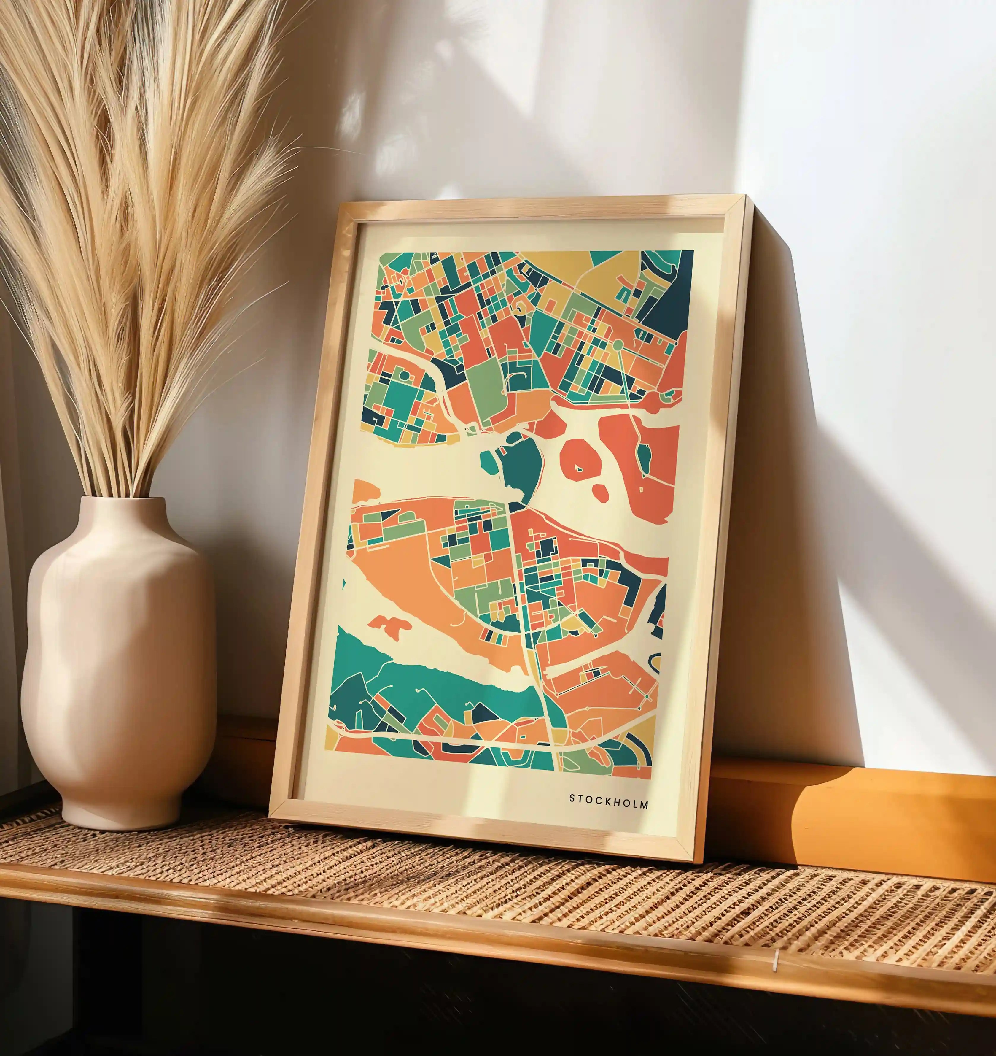 Stockholm Stadtkarte Poster – Polychroma Modern Art Print