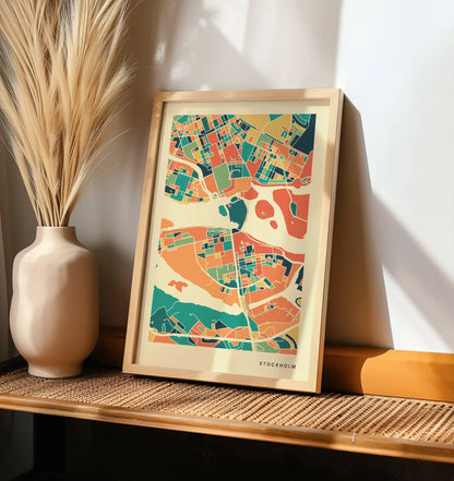 Stockholm Stadtkarte Poster – Polychroma Modern Art Print