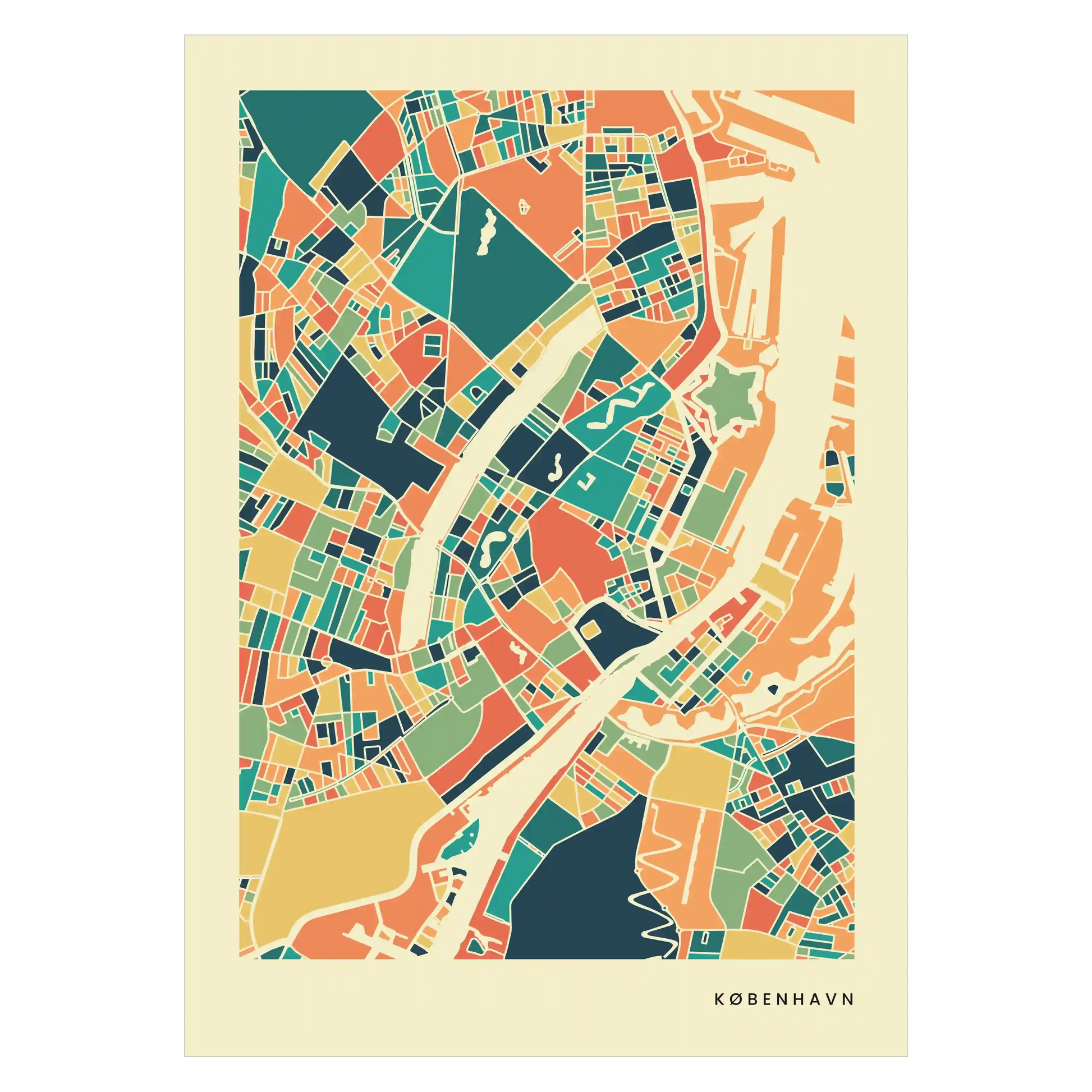 København Stadtkarte Poster – Polychroma Modern Art Print