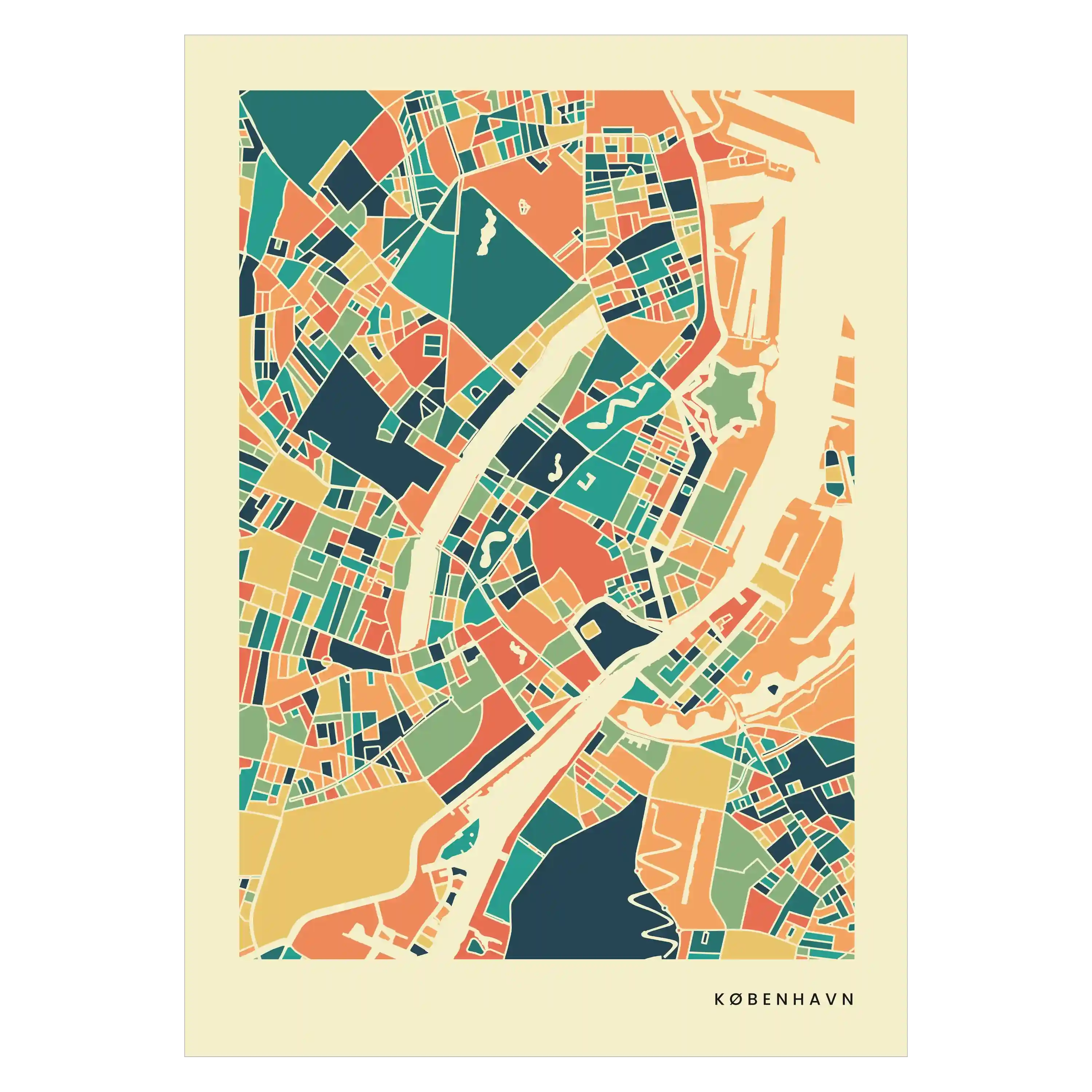 København Stadtkarte Poster – Polychroma Modern Art Print