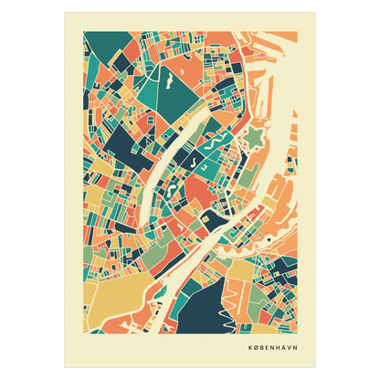 København Stadtkarte Poster – Polychroma Modern Art Print