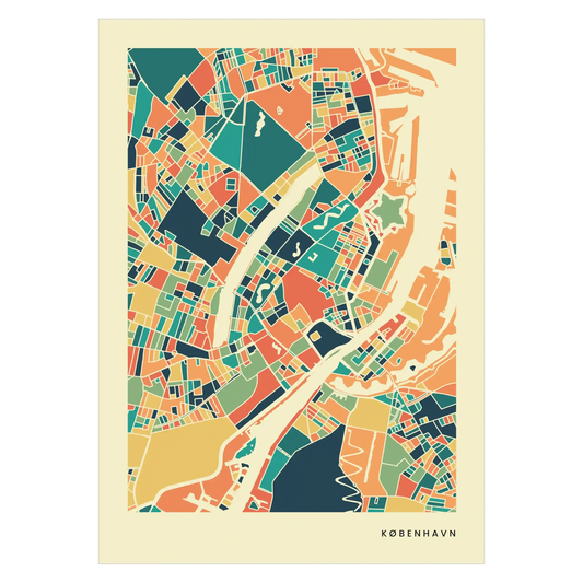 København Stadtkarte Poster – Polychroma Modern Art Print