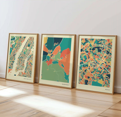 Winnenden Stadtkarte Poster – Polychroma Modern Art Print