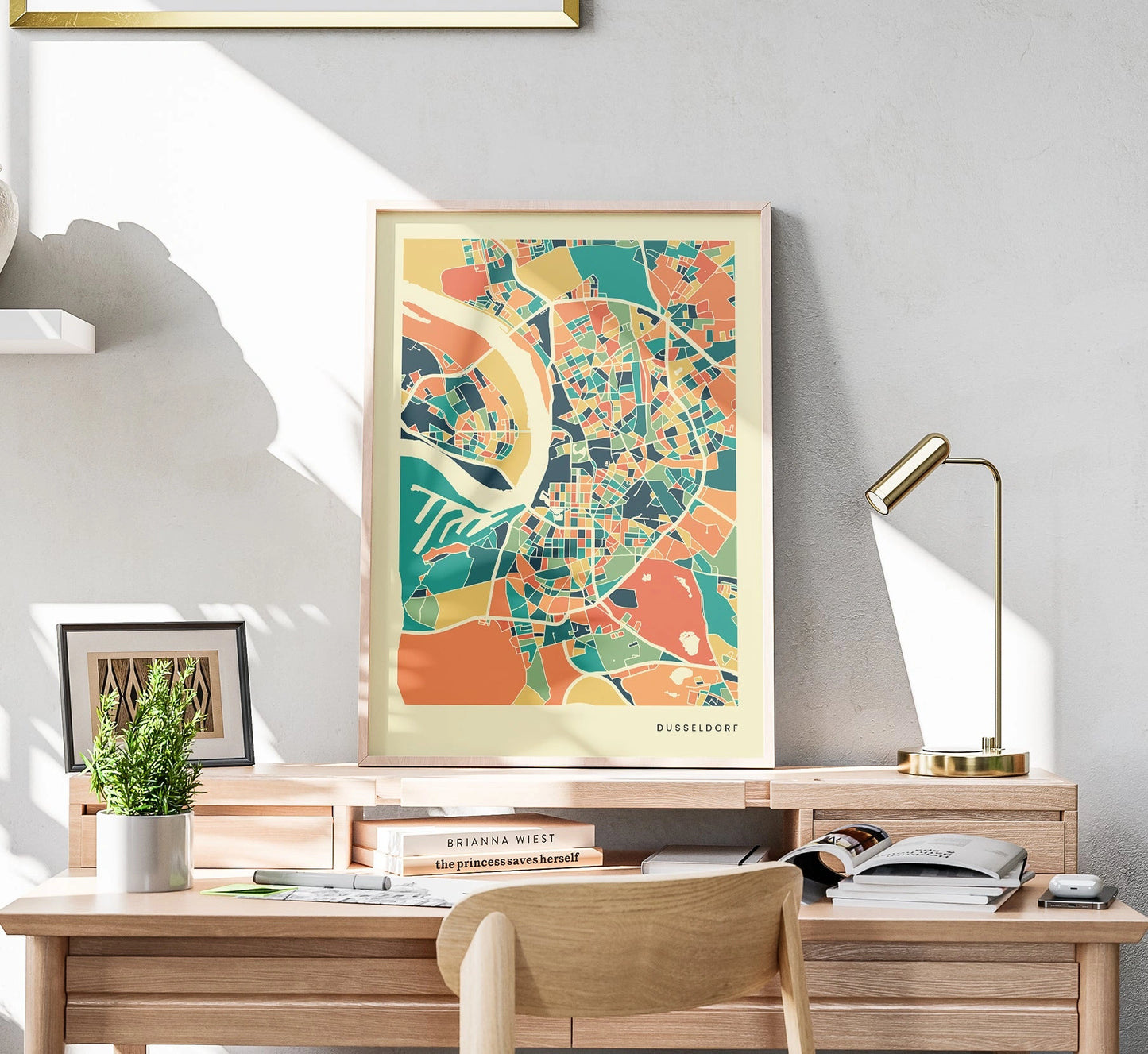 Dusseldorf Stadtkarte Poster – Polychroma Modern Art Print