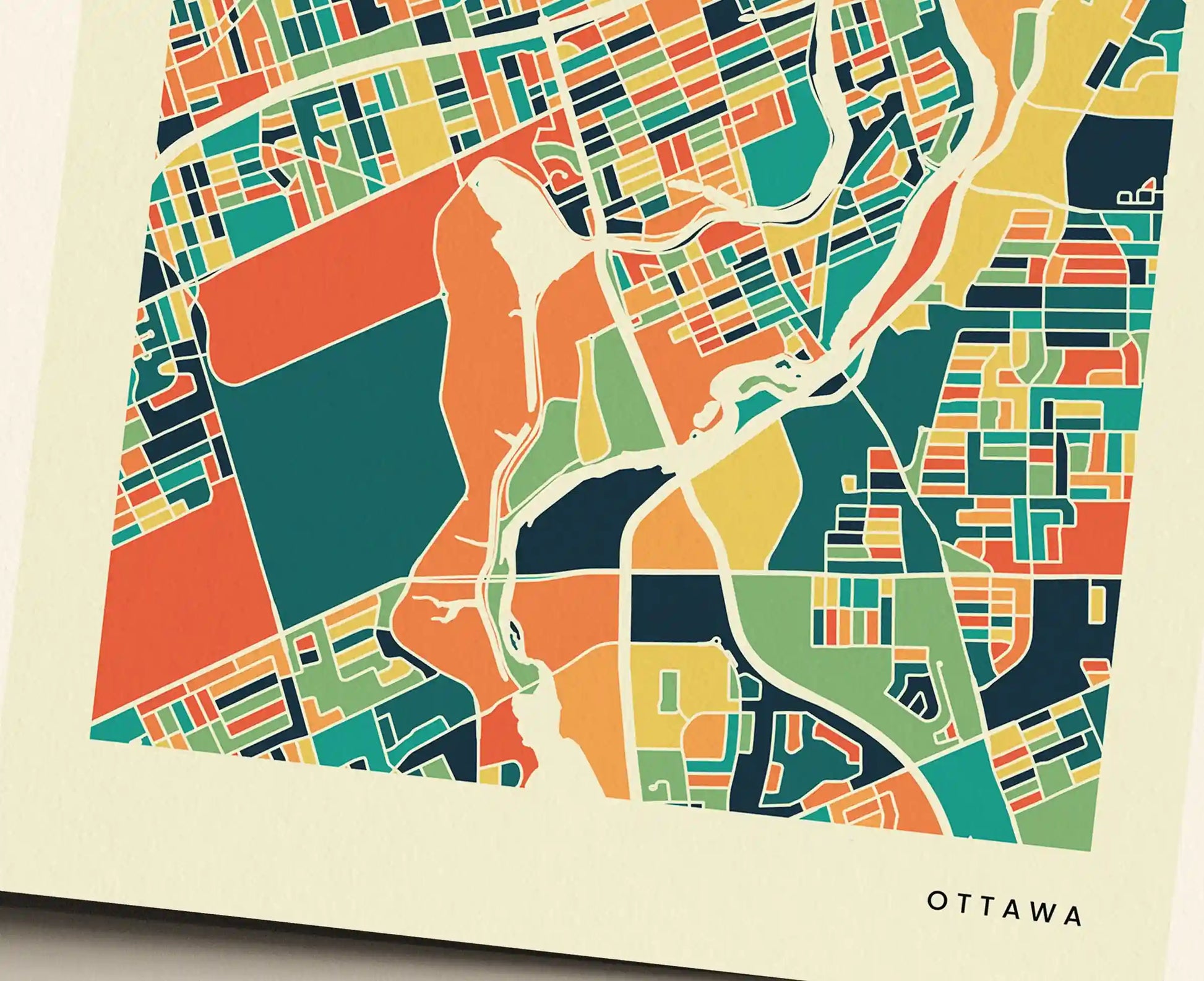 Ottawa Stadtkarte Poster – Polychroma Modern Art Print