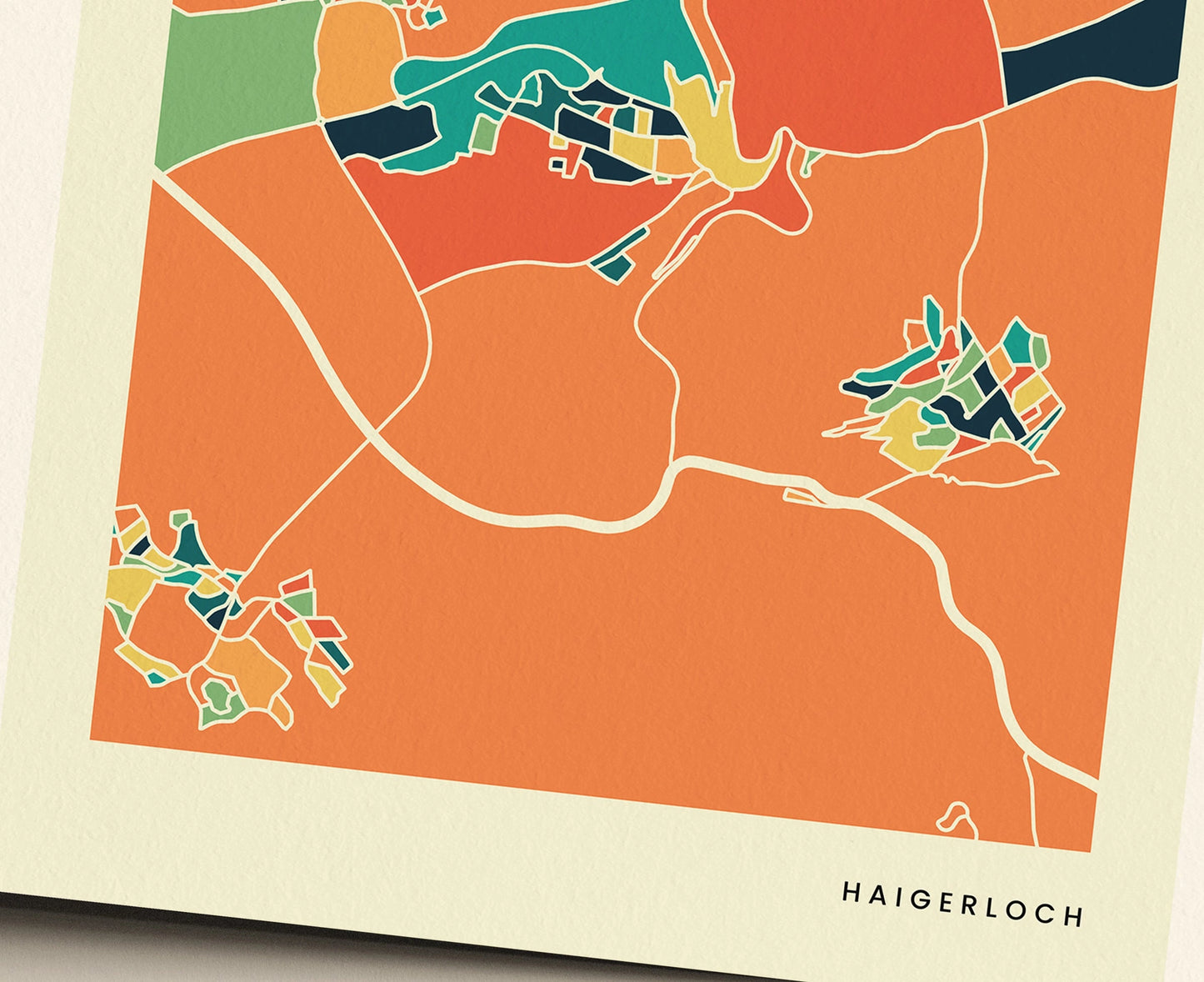 Haigerloch Stadtkarte Poster – Polychroma Modern Art Print