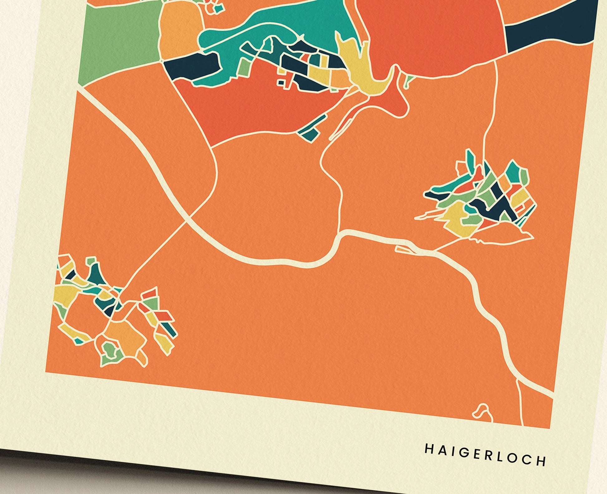Haigerloch Stadtkarte Poster – Polychroma Modern Art Print