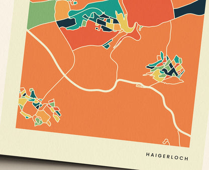 Haigerloch Stadtkarte Poster – Polychroma Modern Art Print