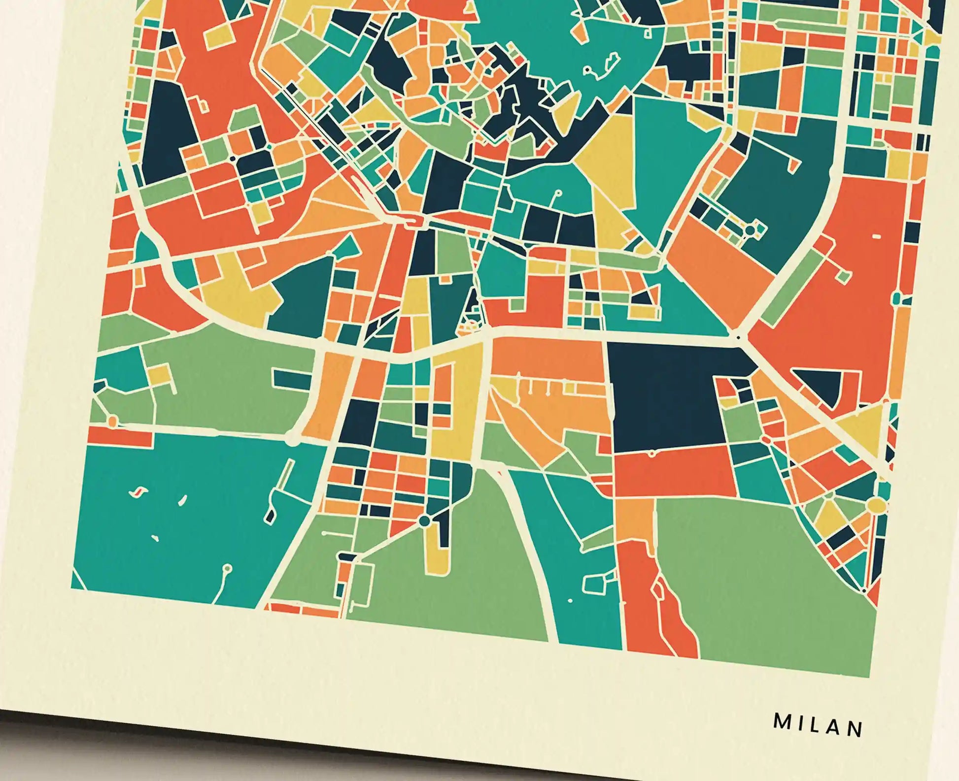 Milan Stadtkarte Poster – Polychroma Modern Art Print