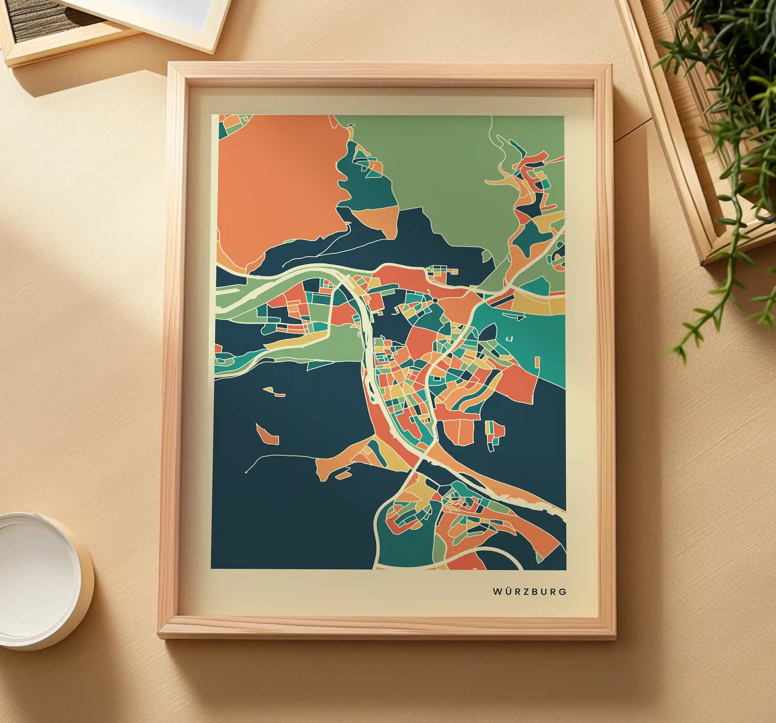 Würzburg Stadtkarte Poster – Polychroma Modern Art Print