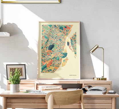 Montreal Stadtkarte Poster – Polychroma Modern Art Print
