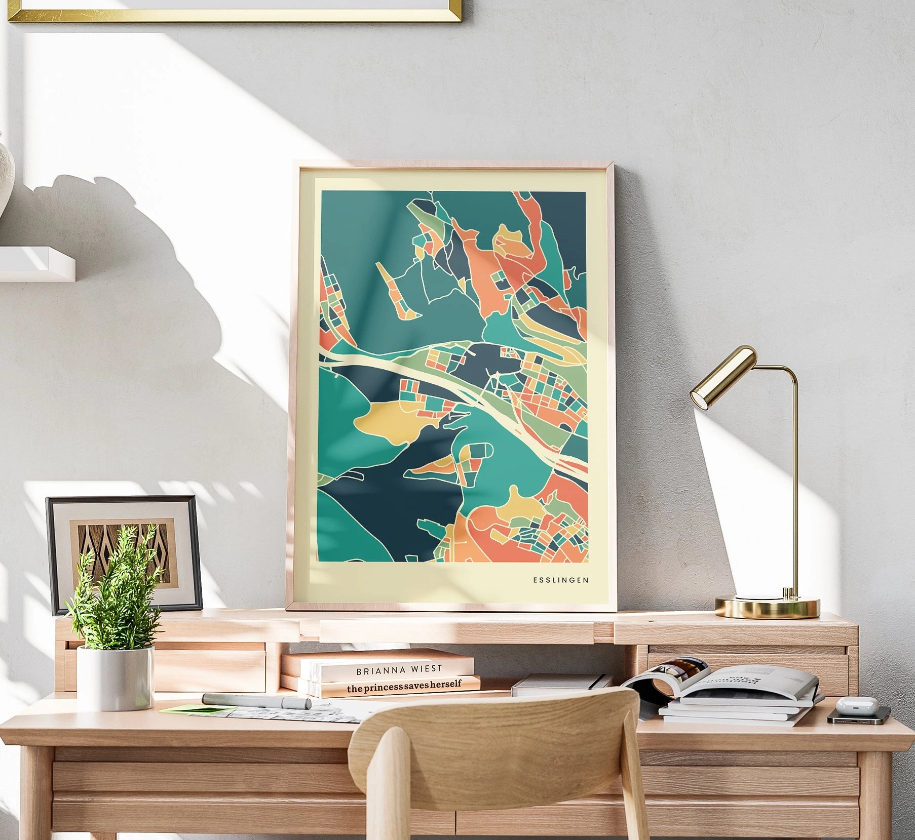 Esslingen Stadtkarte Poster – Polychroma Modern Art Print