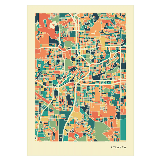 Atlanta Stadtkarte Poster – Polychroma Modern Art Print
