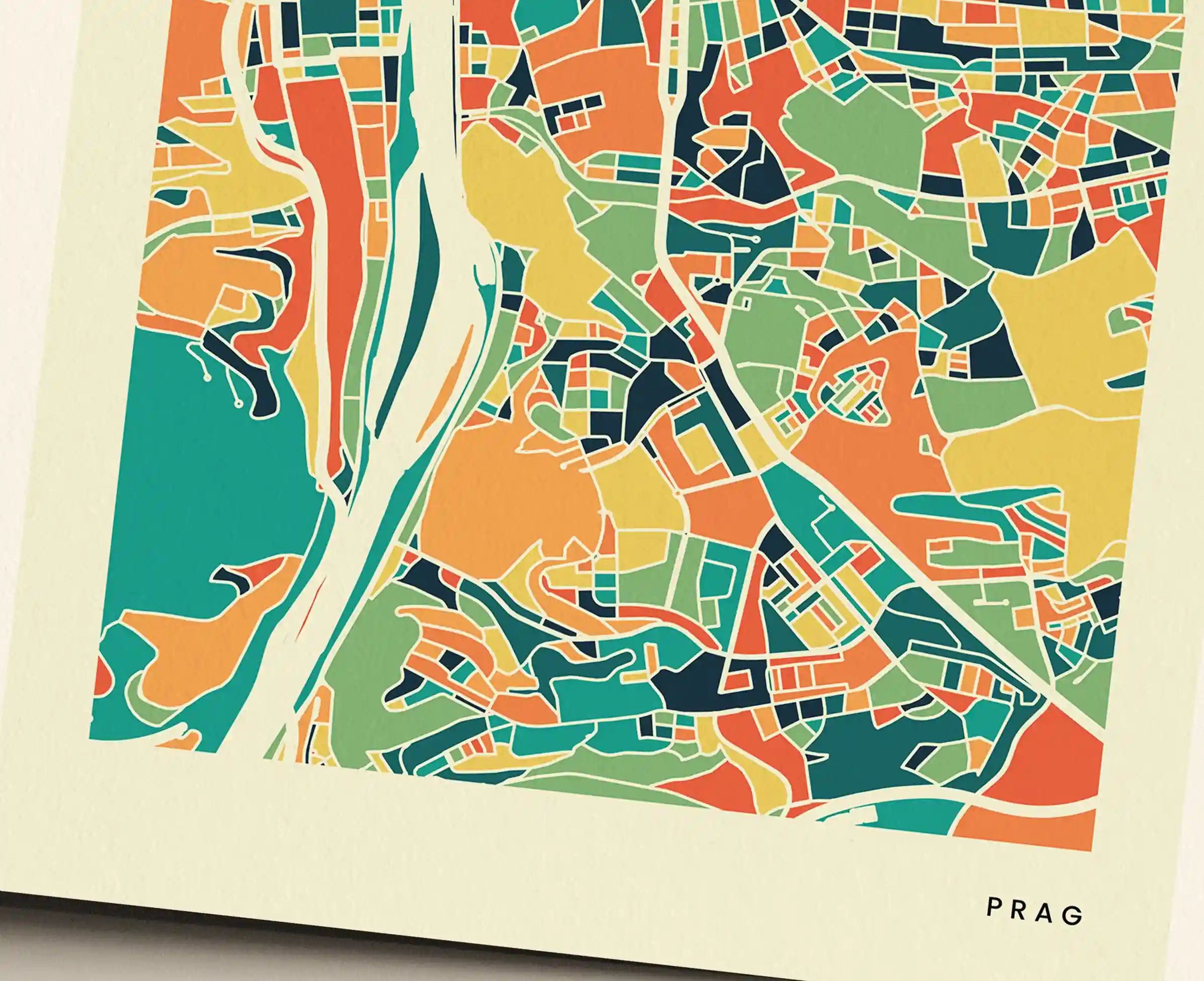 Prag Stadtkarte Poster – Polychroma Modern Art Print