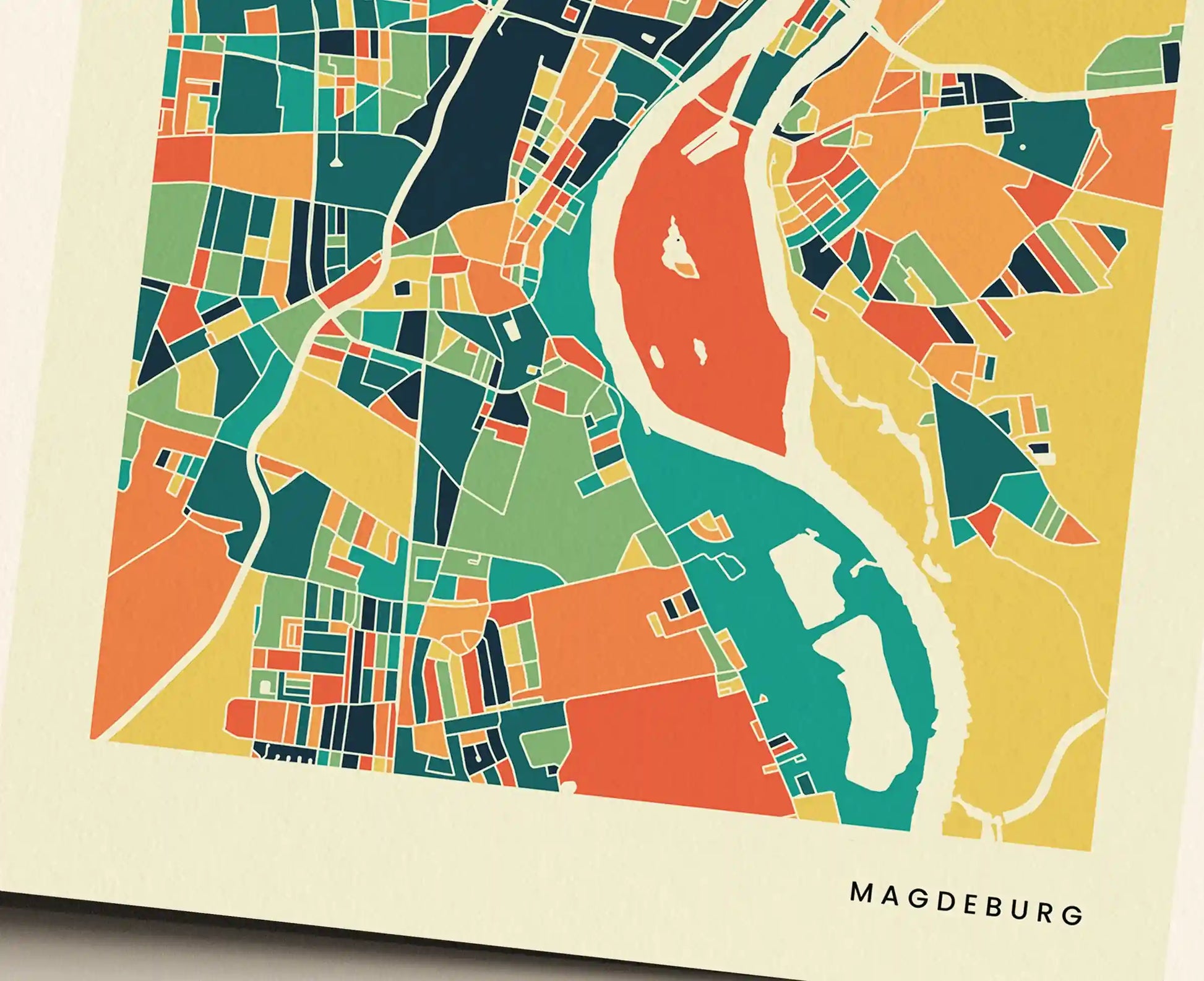 Magdeburg Stadtkarte Poster – Polychroma Modern Art Print