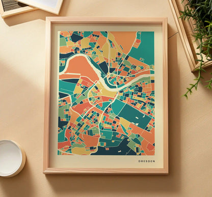 Dresden Stadtkarte Poster – Polychroma Modern Art Print