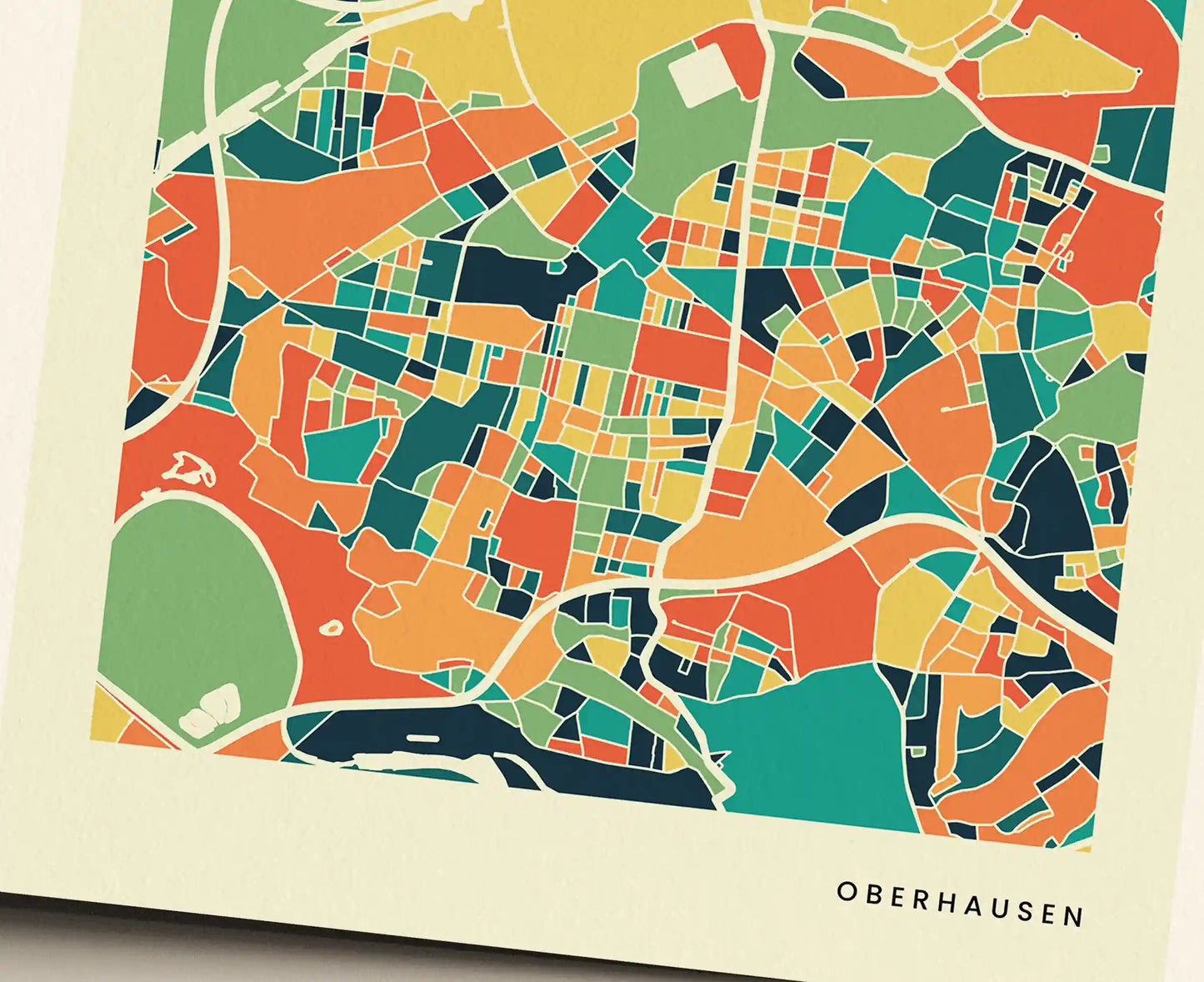 Oberhausen Stadtkarte Poster – Polychroma Modern Art Print