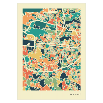 San José Stadtkarte Poster – Polychroma Modern Art Print