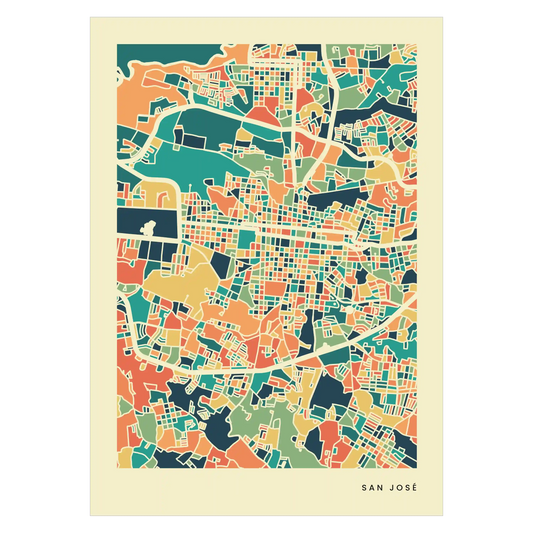 San José Stadtkarte Poster – Polychroma Modern Art Print