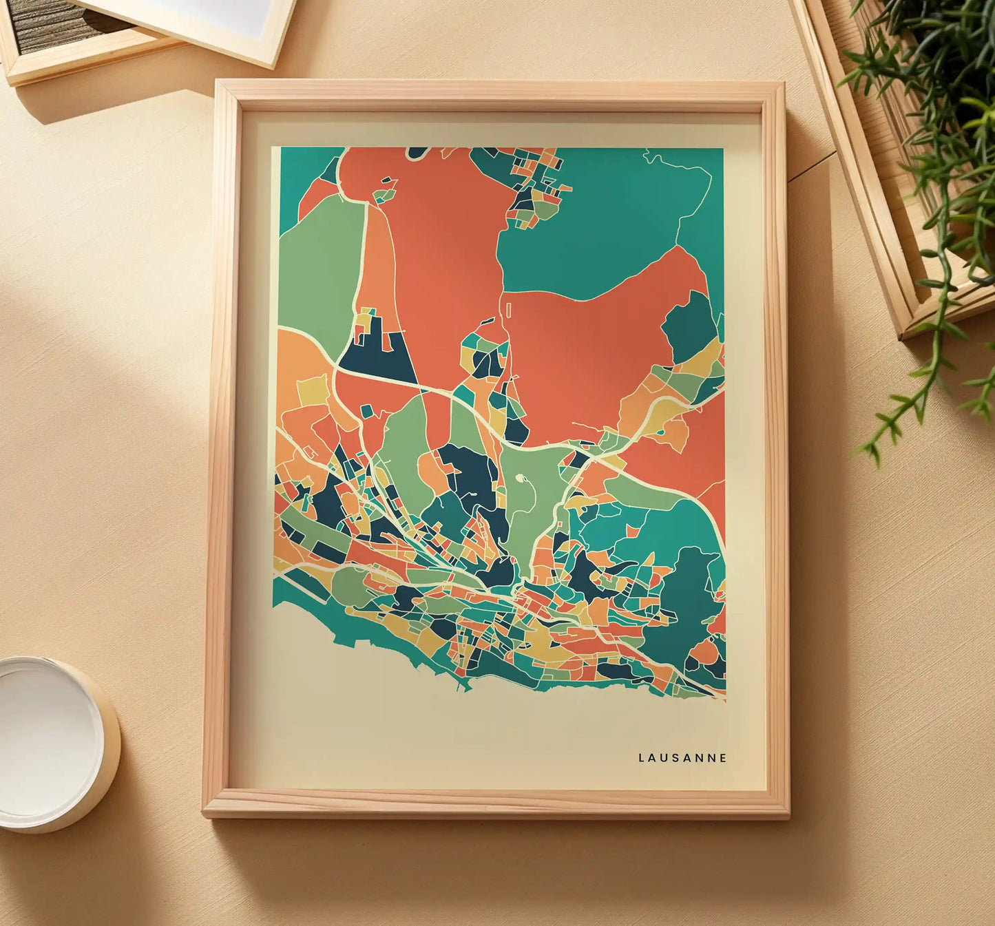 Lausanne Stadtkarte Poster – Polychroma Modern Art Print
