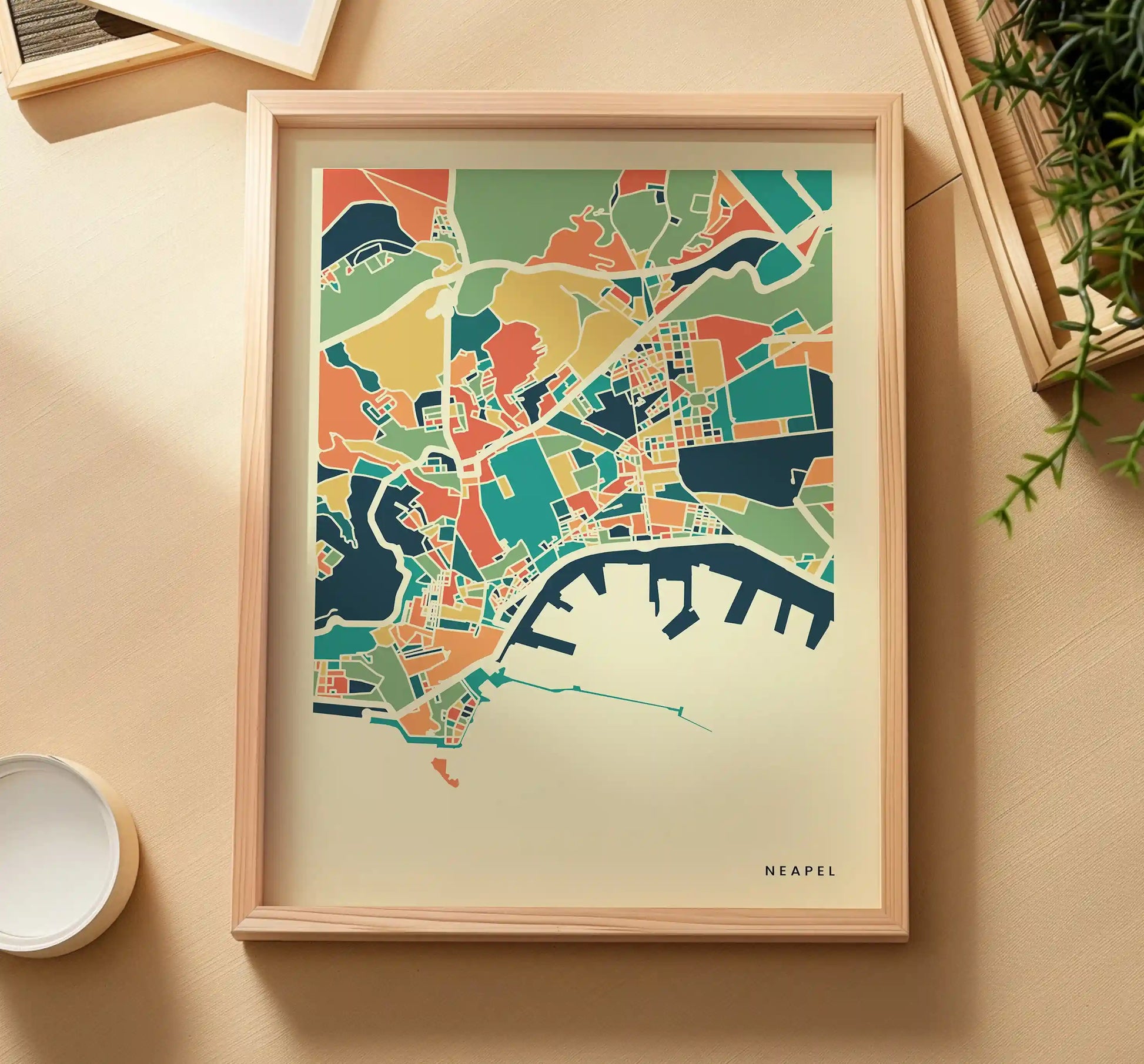 Neapel Stadtkarte Poster – Polychroma Modern Art Print