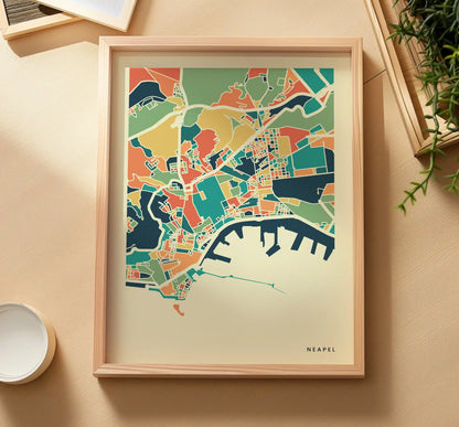 Neapel Stadtkarte Poster – Polychroma Modern Art Print
